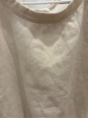Anthropologie Cream Cropped Elastic-Hem Sweatshirt Size Medium thumbnail 4