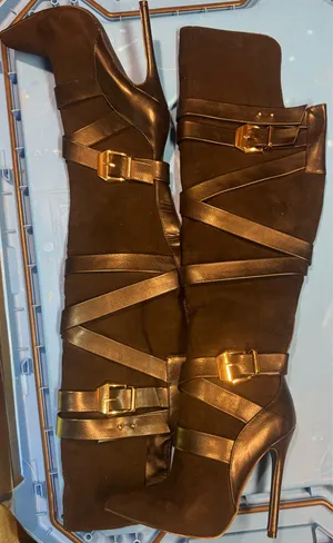 Geraldine over the knee stiletto style boots Brown Size 6 thumbnail 1