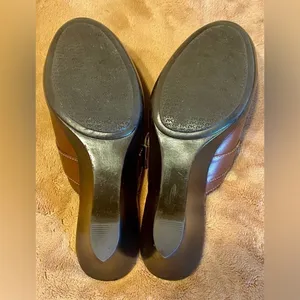 Anne Klein iflex Santo Medium Brown Leather Slip On Mules Heel thumbnail 7