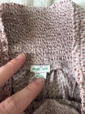 aerie Mauve Textured Ruffle Shorts thumbnail 4