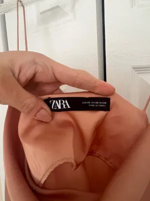 Zara color block satin side slit dress size S thumbnail 3