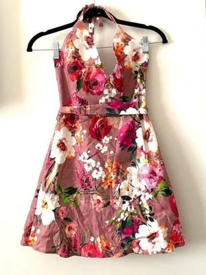 PRIVACY PLEASE Floral Mini Dress Pink Small‎ thumbnail 1