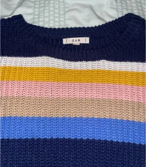 Navy Striped Oversized Sweater Multiple thumbnail 5
