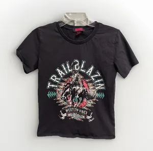 Rock & Roll Cowgirl Western Rodeo Baby Tee Size XS Womens Graphic Trail Blazin thumbnail 1