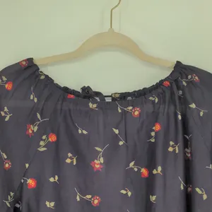 Madewell Cotton Silk Floral Peasant Blouse Size Small Navy Red Long Sleeve Shirt thumbnail 4