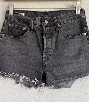 Levi’s 501 Faded Black Jean Shorts. Size 26 thumbnail 1