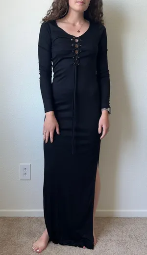 L’agence Black Lace Up Long Sleeve Maxi Dress thumbnail 12