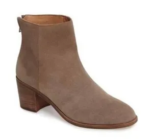Madewell Size 7 Bootie Pauline Beige Taupe Leather Ankle Boot Stacked Block Heel thumbnail 1