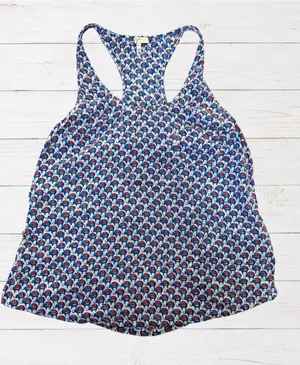Joie 100% Silk Blue Animal Print‎ Racerback Tank Top Medium Layering Boho thumbnail 1