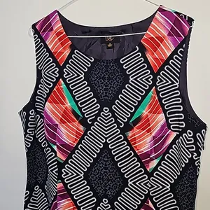 ILE I LE New York sheath diamond abstract sleeveless career holiday dress sz 12 thumbnail 2