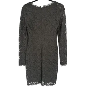 Adrianna Papell Black Lace Long Sleeve Sheath Dress Size 4 Whimsigoth Romantic thumbnail 4