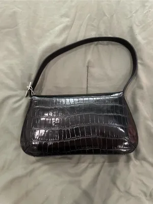 Reaction Kenneth Cole Black Croc-Embossed Shoulder Bag thumbnail 2