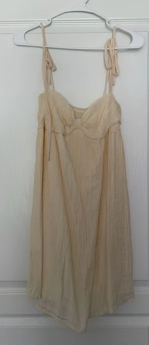 Swing Mini Dress Cream Strapless Tan Size M thumbnail 1