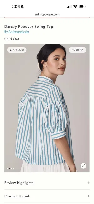 Anthropologie Darcy popover top thumbnail 2