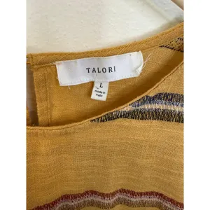 Talori Striped Blouse Women L Mustard Excellent Ruffle Tiered Bell Sleeve Top thumbnail 2