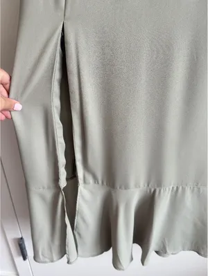 Show Me Your Mumu NWOT Claire Midi Dress Sage Green Tie Strap Side Slit Dress S thumbnail 10