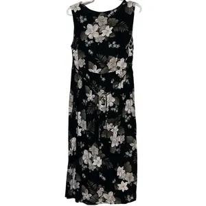 Erika Women's‎ Black Green Cream Tropical Sleeveless Long Dress Size M thumbnail 2