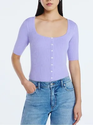 NWT Scoop Square Neckline Cardigan Sweater, XS thumbnail 2