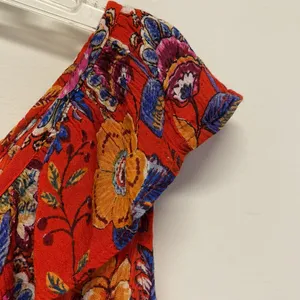 NWOT Altar’d State Red Floral Crop Top with Ruffle Accents & Tie at front size M thumbnail 5