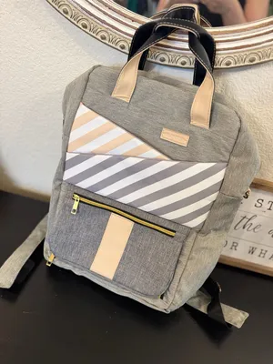 Slonser Large Diaper Bag Backpack with USB Charging Port Grey Striped Gray thumbnail 1