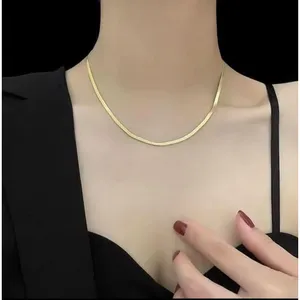 3mm Gold Herringbone Necklace | Gold Plated Sterling Silver‎ thumbnail 14