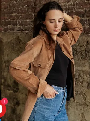 Woolly Dry Goods Women's Corduroy Shacket Tan thumbnail 1