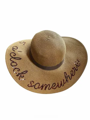 Sun ‘n’ Sand HEADWEAR ‘5 O’clock Somewhere’ Embroidered Sequence Brown Hat thumbnail 3