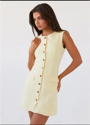 Peppermayo NWT Yellow Linen Mini Dress thumbnail 5