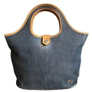 Burberry Of London Blue Denim Leather Trim Tote thumbnail 1