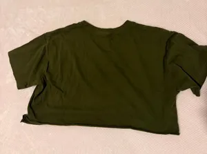 Solid Olive Green 'DRIP' Cropped Tee thumbnail 1
