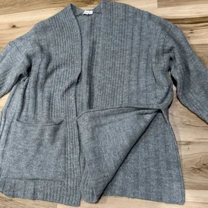 TOPSHOP Long Line Cozy Knit Oversized Cardigan Grey Women’s Small thumbnail 5