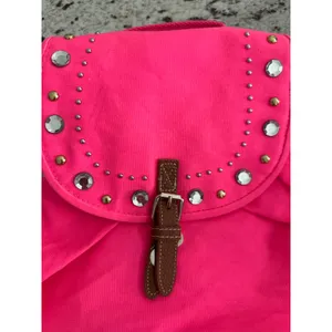 Victoria's Secret PINK Neon Hot Pink Studded Rhinestone Full Size Y2K Backpack thumbnail 2