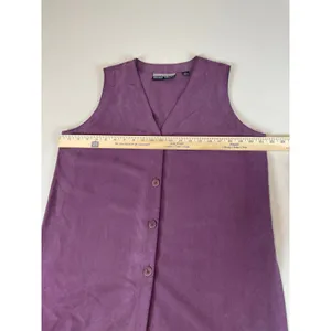 Linda Allard Ellen Tracy Purple Silk Sleeveless Button Down Collared Size 12 thumbnail 7