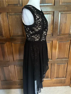 Nightway Size 10 Black Lace Hi-Lo Dress Whimsigoth Fairy Cocktail Sleeveless‎ thumbnail 4
