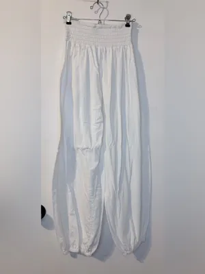Blanco by Nature White Harem Balloon Pants L Smocked Boho Peru thumbnail 9