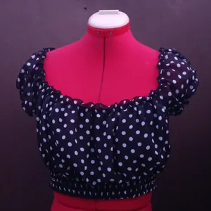 American Dream Polka Dots Crop Top Sz L thumbnail 1