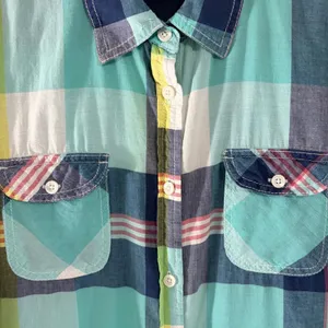 American‎ Eagle Outfitters Teal Plaid Button Down Shirt Womens Large L/G Cotton thumbnail 11
