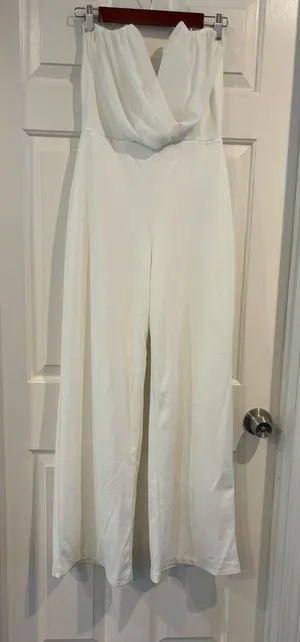 Windsor Strapless White Wide-Leg Jumpsuit thumbnail 1