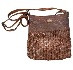 Spikes & Sparrow Brown Woven Leather Distressed Crossbody Bag thumbnail 1