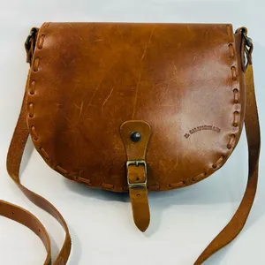 Mid Century 1960’s Brown Leather Hand Woven Saddle Bag EL CALIFORNIANS thumbnail 11