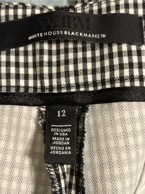 White House Black Market WHBM Black White Gingham Ankle Pants Size 12 thumbnail 2