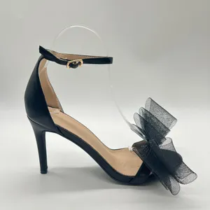 Allegra K Heels Sandals Women 8 Black Mesh Bow Pointed‎ Toe Slip On Dressy New thumbnail 3