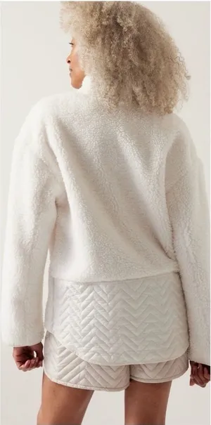 Women's White Sherpa Pullover Jacket thumbnail 1