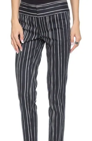Alice and Olivia Straight Black White Pinstripe Pants Women’s 6 thumbnail 1