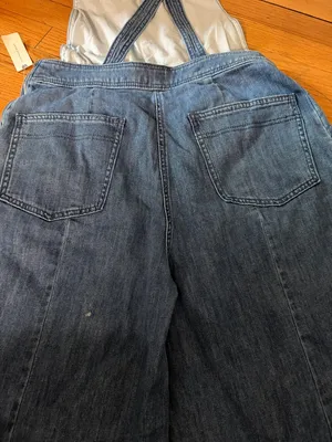 Maeve Blue Wide-Leg Denim Overalls with Crossback Straps thumbnail 11
