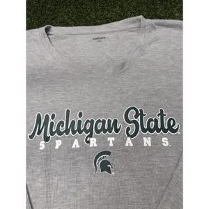 Captivating Waffle XXL Michigan State Spartans Long Sleeve‎ Jersey Style Gray thumbnail 3