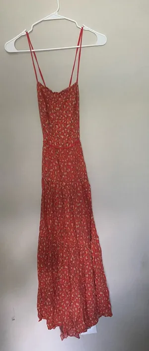 Urban Outfitters Red Floral Tiered Maxi Dress thumbnail 1