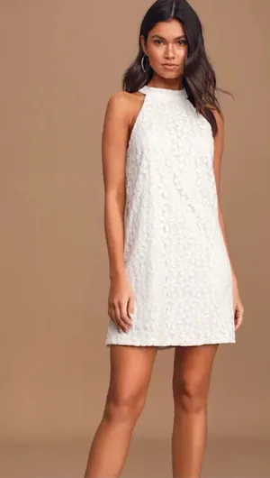 Lulus White Floral Mini Dress Embroidered thumbnail 1