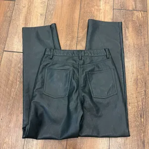 Aritzia Wilfred Melina Vegan Leather Pants Women Sz 2 Deep Green High Rise Straight thumbnail 5
