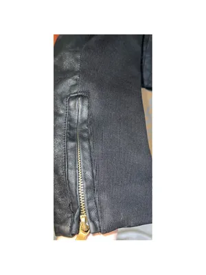 Women’s AQUA Black Leather Jacket MOTO Small thumbnail 9